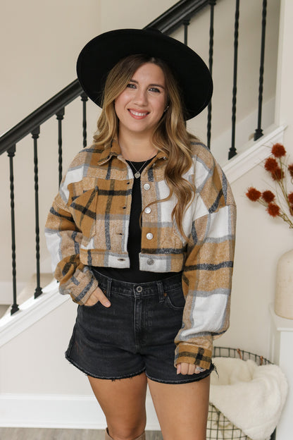 Back In Town Cropped Plaid Jacket