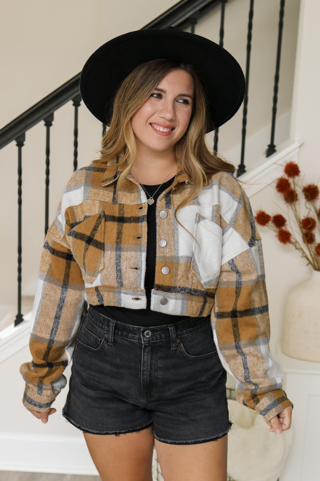 Back In Town Cropped Plaid Jacket