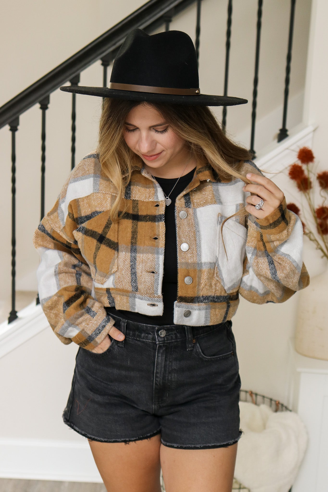 Back In Town Cropped Plaid Jacket