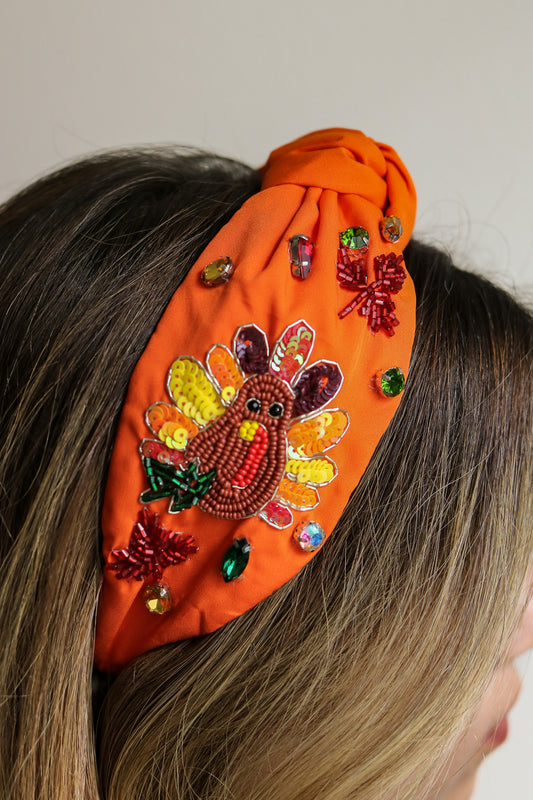 Thanksgiving Turkey Beaded Knot Headband