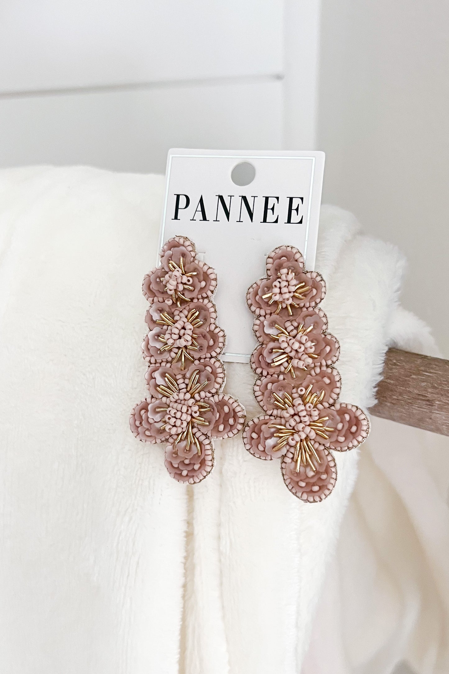 Tiered Floral Drop Earrings (blush)