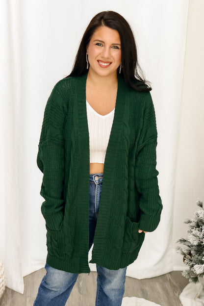 Braided Knit Cardigan ( amazon green)